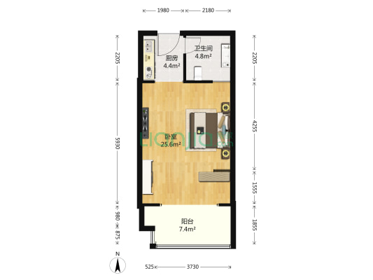 颐和国际 1室0厅1卫 67平方