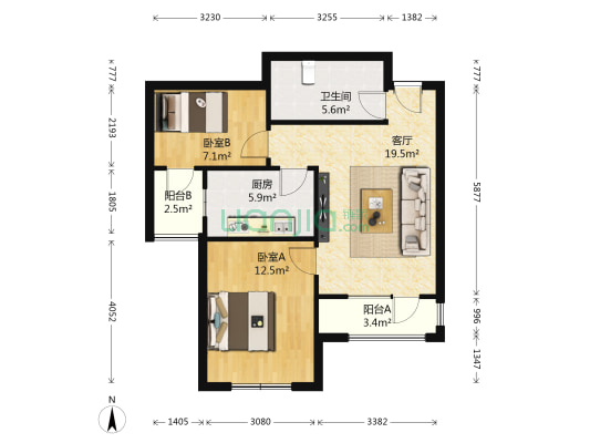 舒畅嘉园 2室1厅1卫 79平方