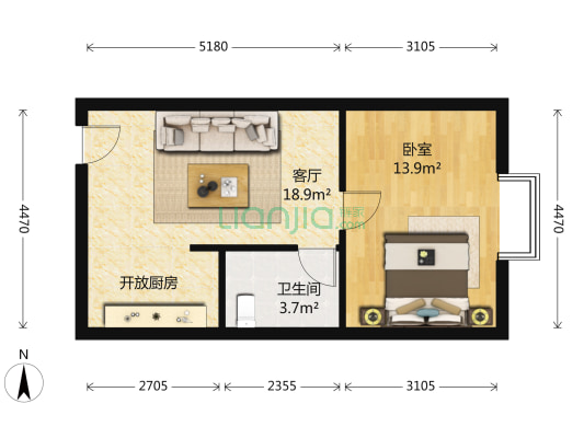 厦门千禧园 1室1厅1卫 50平方
