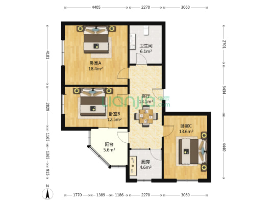 经委楼 3室1厅1卫 105平方