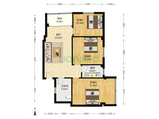 福雅居 3室1厅1卫 94平方