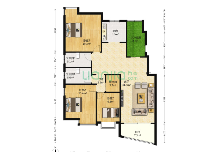 托乐嘉睦邻居3室1厅2卫166.64㎡