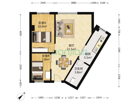 吉庆街 2室1厅1卫 69平方