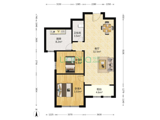 天同11号 2室1厅1卫 100平方