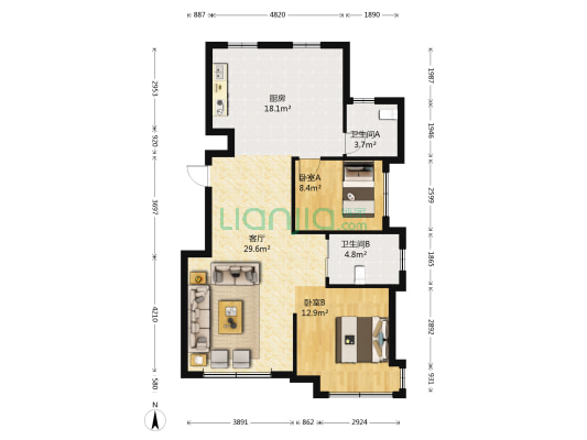 碧桂园银河城依云二期 2室1厅2卫 110平方