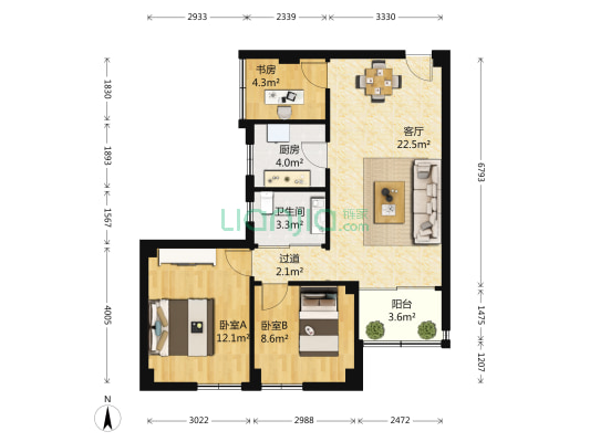 明月花园 3室1厅1卫 74平方