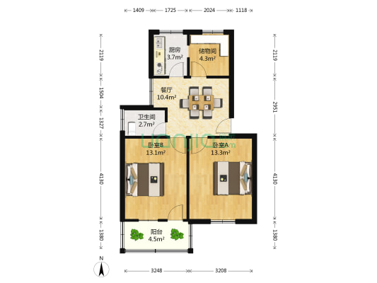 议价饲料公司 2室1厅1卫 60平方