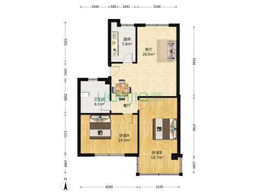 双洞正街14号 2室1厅1卫 82平方