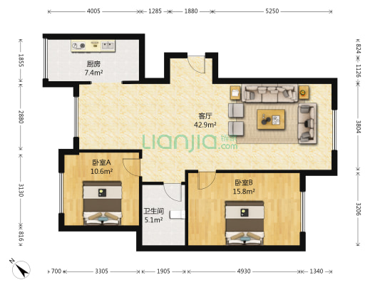 纳帕英郡 2室1厅1卫 119平方