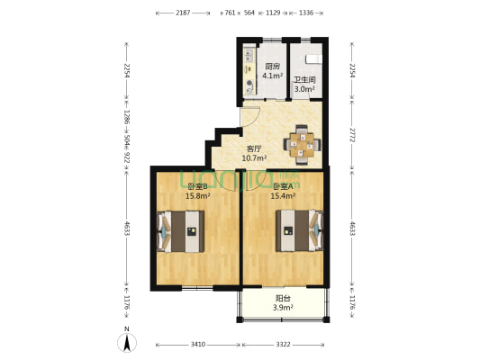 朱家弄 2室1厅1卫 64平方
