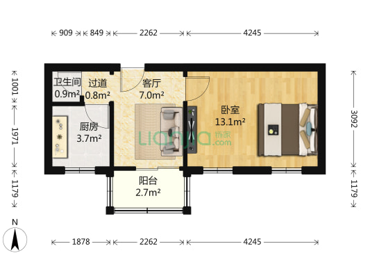 橡胶三厂家属院 1室1厅1卫 35平方