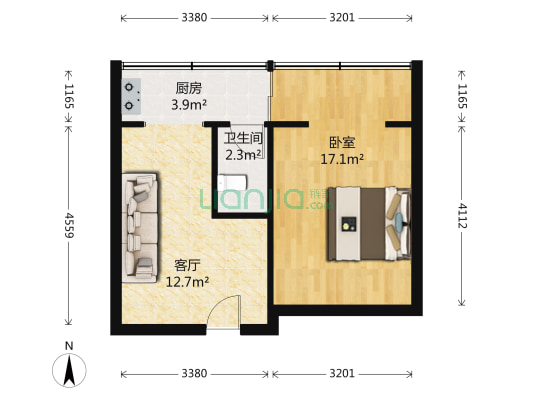 郭家桥南街4号 1室1厅1卫 41平方