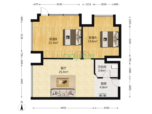 和达城两室 户型方正 出行方便 配套齐全