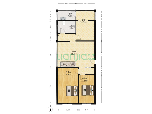 小龙坎正街167号 2室2厅1卫 103平方