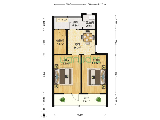 郑工小区 2室1厅1卫 61平方