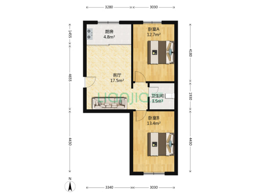 日升南区 2室1厅1卫 73平方