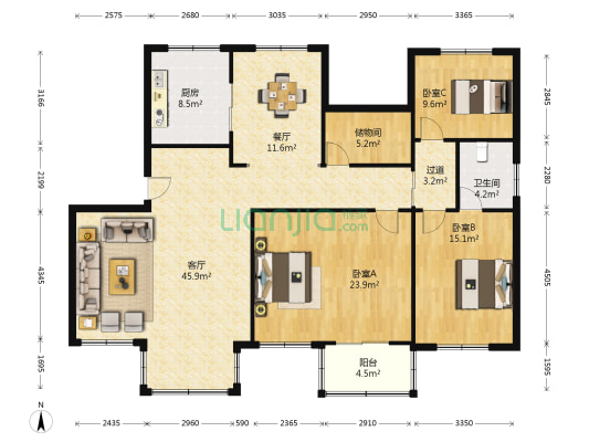 孙塘南路综合楼 3室2厅1卫 158平方