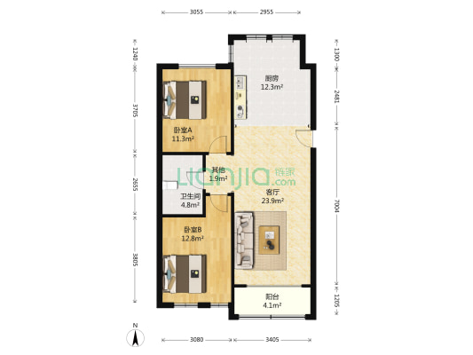 香树湾 2室1厅1卫 93平方