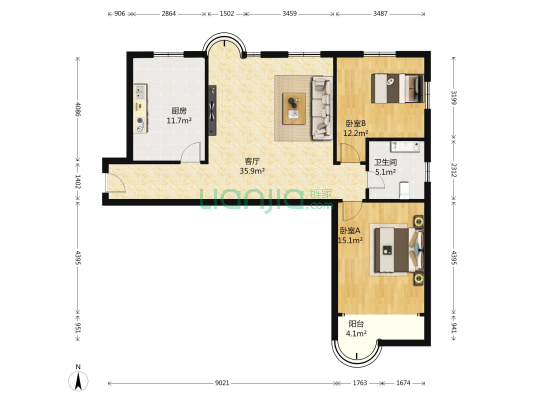 伟业花园 2室1厅1卫 117平方