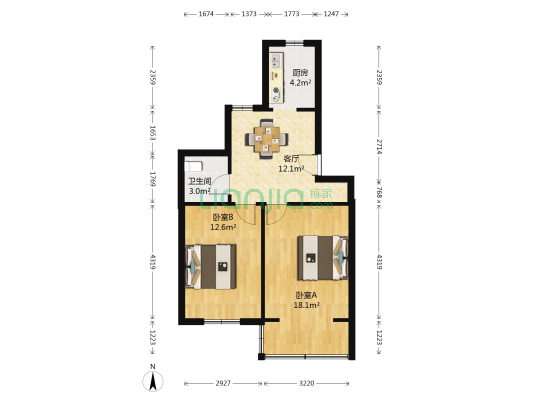 内马路17号 2室1厅1卫 60平方