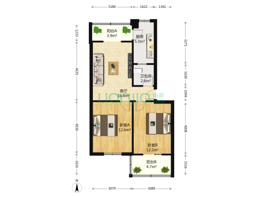 祥和里195号 2室1厅1卫 66平方