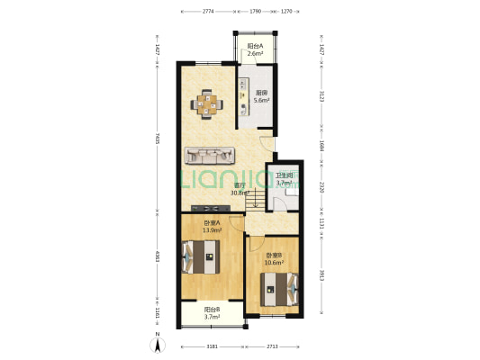 祈和新苑 2室1厅1卫 92平方