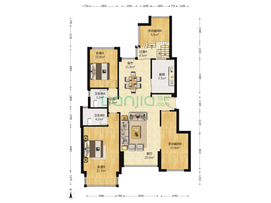 万科新都荟 4室2厅2卫 124平方