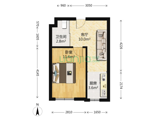 春铁新城二区 1室1厅1卫 40平方