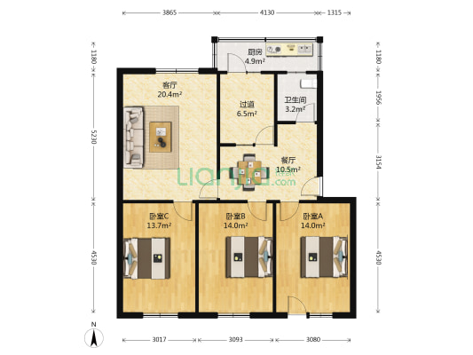 监察局家属楼 3室2厅1卫 120平方
