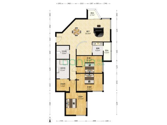 公园大道 3室1厅2卫 174平方