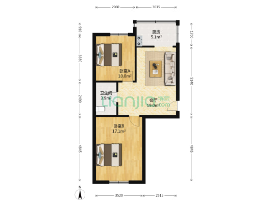 百姓花园 2室1厅1卫 75平方