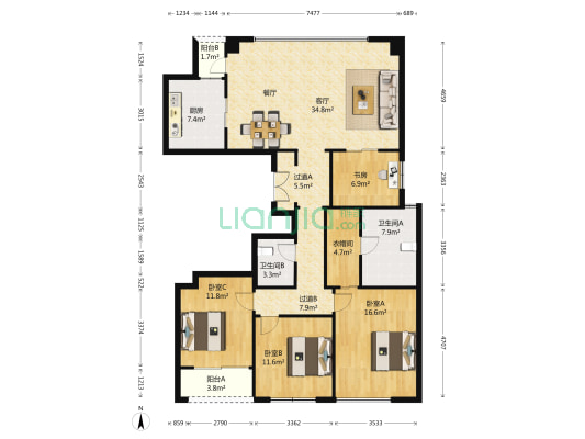 陆家嘴壹号院 4室1厅2卫 172平方