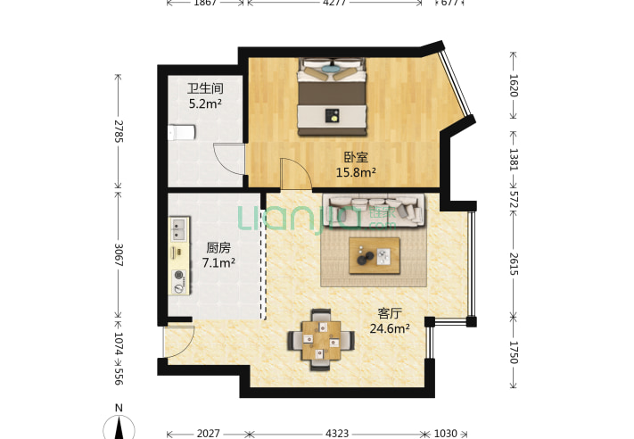 天津雅颂居1室1厅1卫87㎡