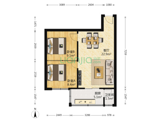 洗面桥东一街3号 2室1厅1卫 55平方
