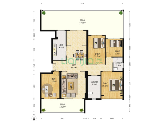 承翰陶源 4室1厅2卫 142平方