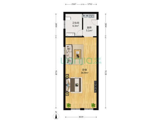 复地新都荟 1室0厅1卫 66平方