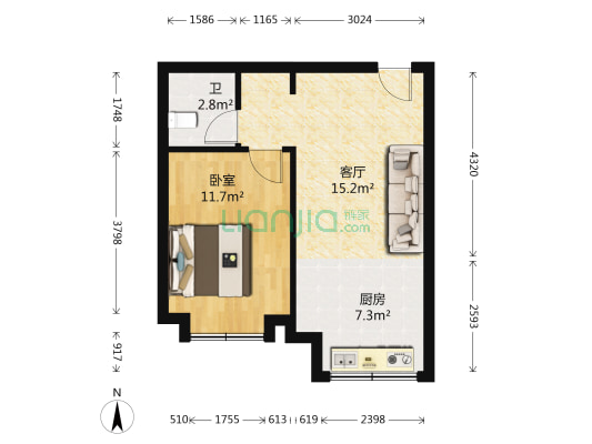 渤海山水云天 1室1厅1卫 49平方
