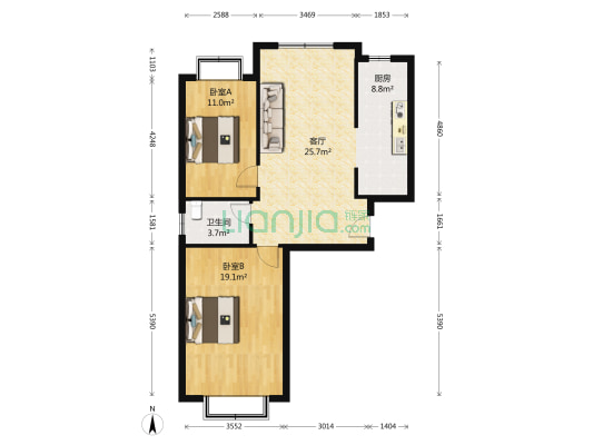 上台花园B区 2室1厅1卫 95平方