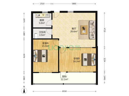 英雄山路128-3号 2室1厅1卫 99平方