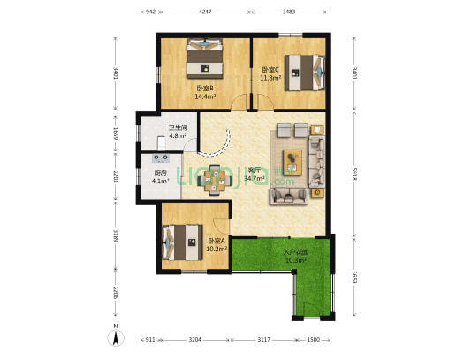 石桥新村 3室1厅1卫 108平方