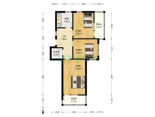 观城路47-110号 3室0厅1卫 64平方