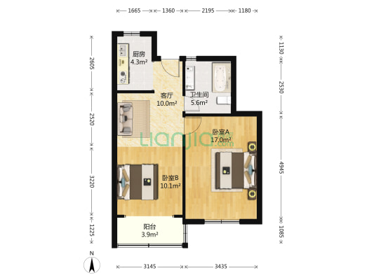 殷高小区 2室1厅1卫 62平方