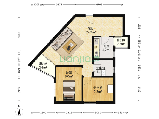 英协大厦 1室1厅1卫 82平方