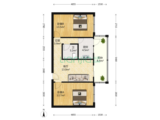 巨龙小区 2室1厅1卫 75平方