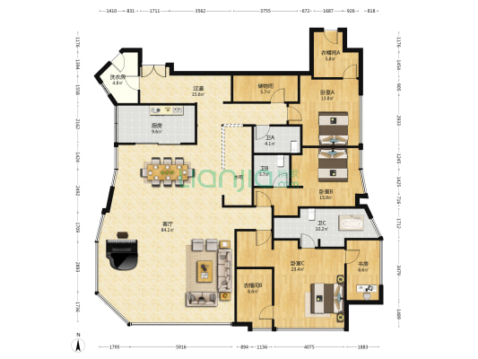明华誉港城 4室1厅3卫 269平方