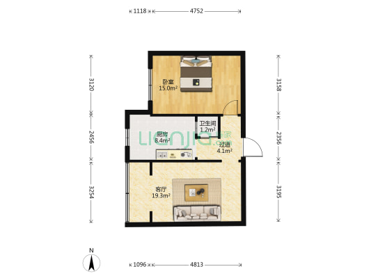 朝阳巷42号 1室1厅1卫 47平方