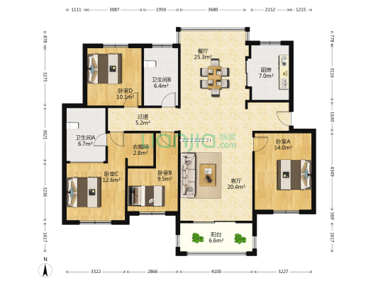 锦绣钱塘 4室2厅2卫 143平方