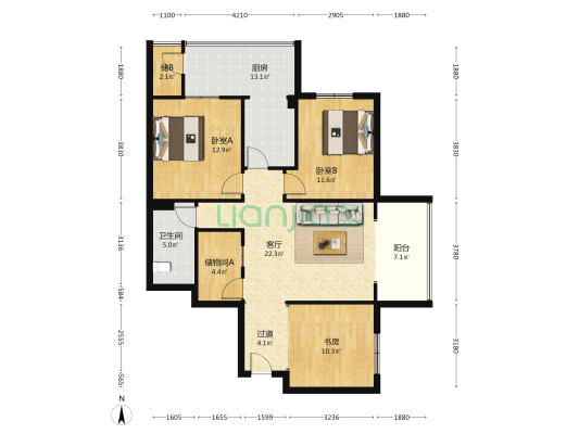 依景湾 3室1厅1卫 124平方