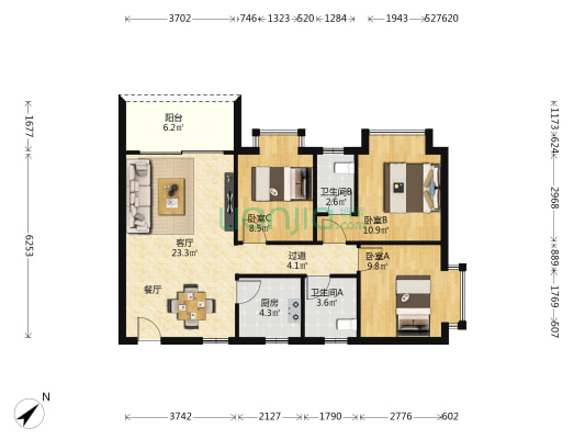 御悦轩 3室1厅2卫 92平方