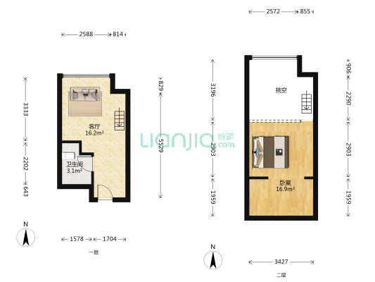 和昌云潮 1室1厅1卫 33平方